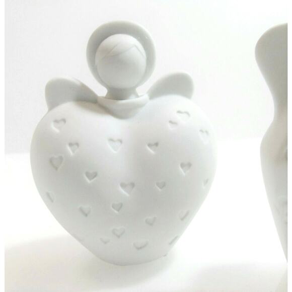 Set (3) Roman Inc ANGEL BOTTLES White Porcelain Figural Containers & Lids 6PC - Picture 3 of 8